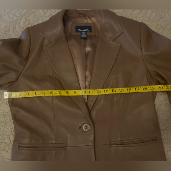 Denim & Co. Cognac Brown Leather Blazer Style Jacket, Size M - Picture 9 of 12